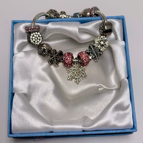Silver Bracelet with Pink. & white Diamonds - Picture 2 of 8